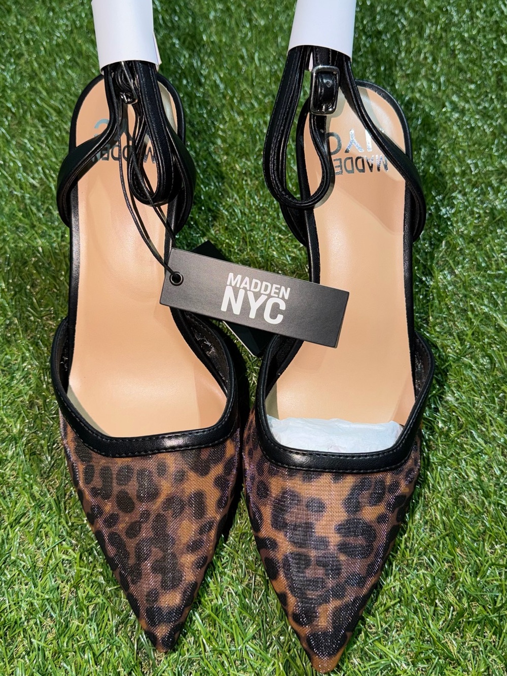 Women's Leopard Pointed Toe Slingback Heels - Black/Brown